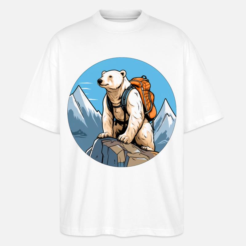 Eisbären Bergsteiger / Wandern Eisbär - Stanley/Stella Oversized Unisex Bio T-Shirt Blaster 2.0 - Weiß