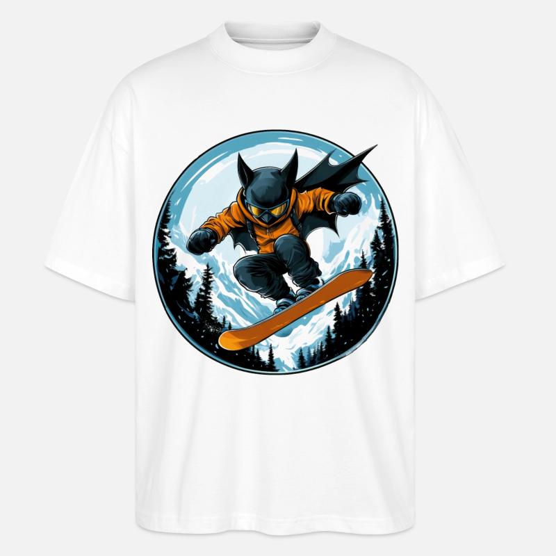 Fledermaus Snowboarder - Stanley/Stella Oversized Unisex Bio T-Shirt Blaster 2.0 - Weiß