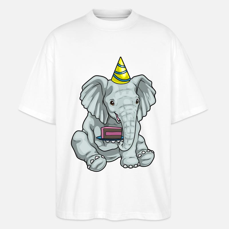 Elefant Kuchen - Stanley/Stella Oversized Unisex Bio T-Shirt Blaster 2.0 - Weiß