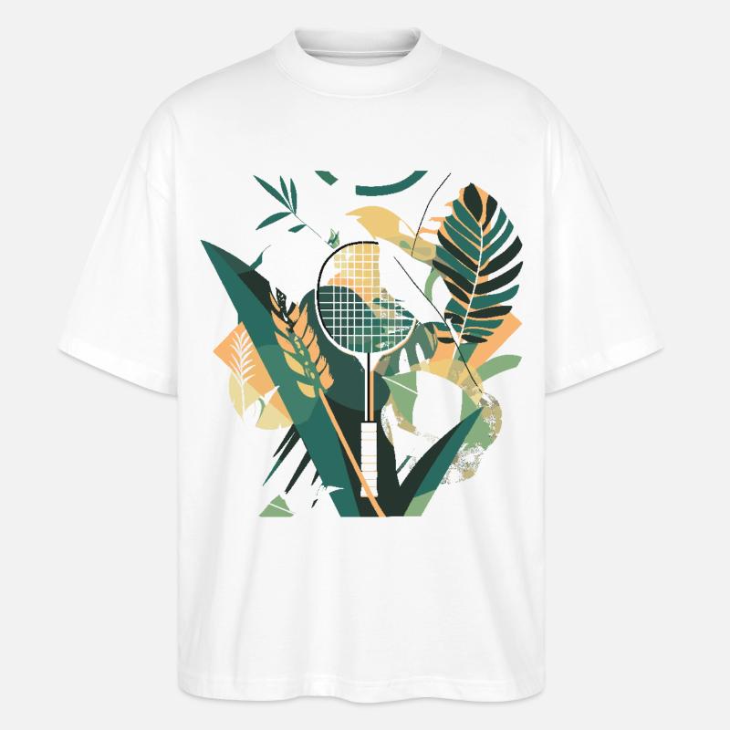 Badmintonschläger Kunstwerk - Stanley/Stella Oversized Unisex Bio T-Shirt Blaster 2.0 - Weiß