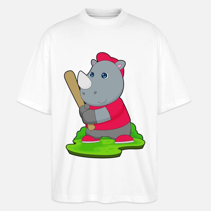Rhino Baseball Batte de Baseball - T-shirt bio Blaster 2.0 coupe oversize Stanley/Stella Unisexe - blanc