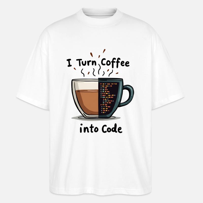 Coffee into Code - Stanley/Stella Oversized Unisex Bio T-Shirt Blaster 2.0 - Weiß