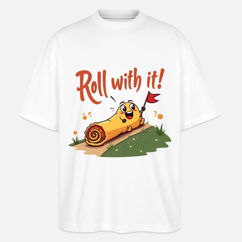 Roll With It Egg Roll - Stanley/Stella Oversized Unisex Organic T-shirt Blaster 2.0 - white