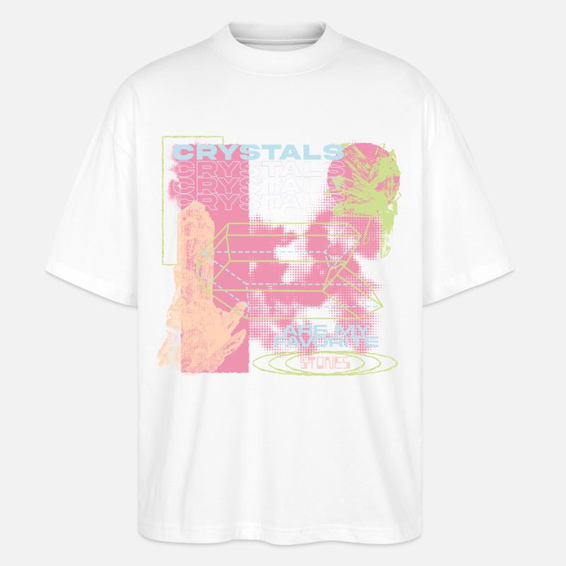 Les cristaux sont ma vibration préférée - T-shirt bio Blaster 2.0 coupe oversize Stanley/Stella Unisexe - blanc