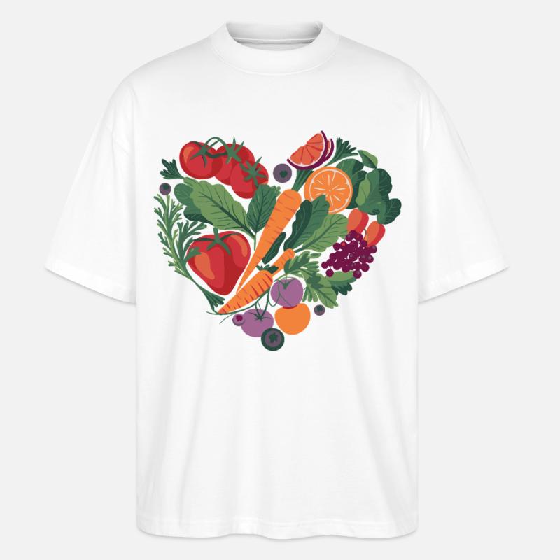 Gesunder Lebensstil Herz Gemüse - Stanley/Stella Oversized Unisex Bio T-Shirt Blaster 2.0 - Weiß