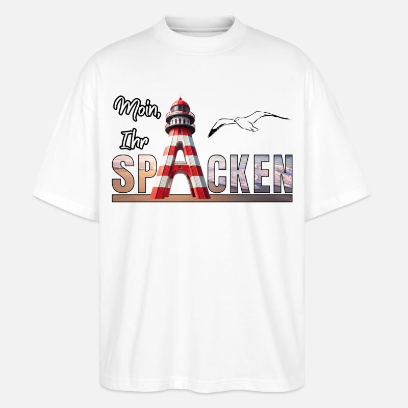 Moin Ihr Spacken Black - Stanley/Stella Oversized Unisex Bio T-Shirt Blaster 2.0 - Weiß