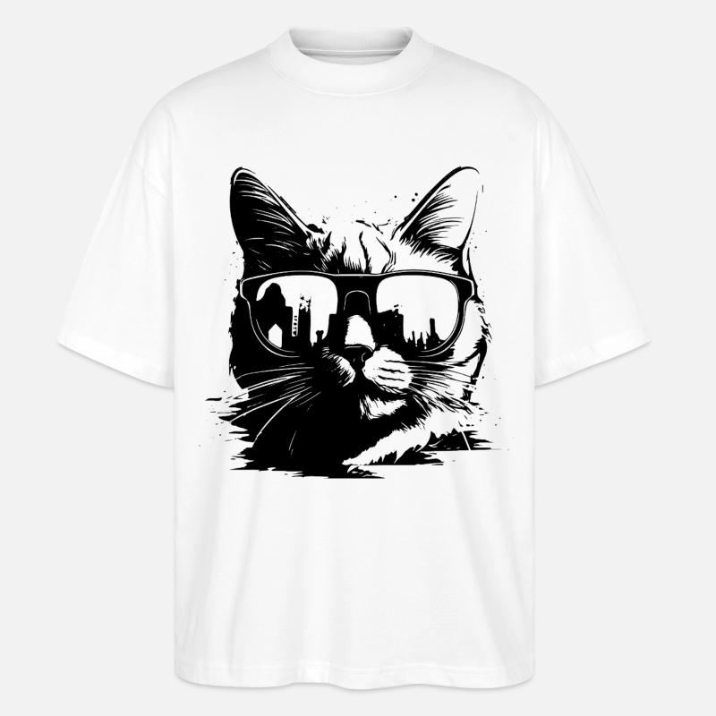 Katze mit Sonnenbrille - Stanley/Stella Oversized Unisex Bio T-Shirt Blaster 2.0 - Weiß