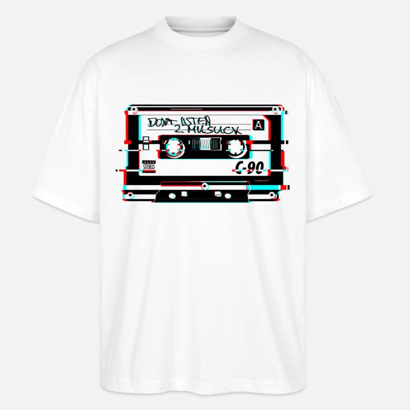 kassette glitch - Stanley/Stella Oversized Unisex Bio T-Shirt Blaster 2.0 - Weiß