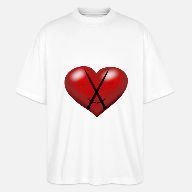 Coeur Coeurs Épées Épée Épéiste - T-shirt bio Blaster 2.0 coupe oversize Stanley/Stella Unisexe - blanc