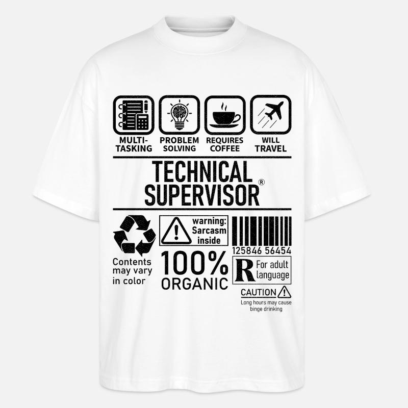 Superviseur technique multitâche résolution de problèmes - T-shirt bio Blaster 2.0 coupe oversize Stanley/Stella Unisexe - blanc