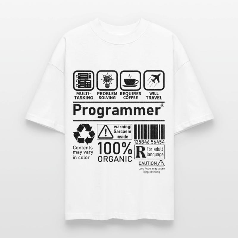 Programmeur multitâche, la résolution de problèmes nécessite T-shirt bio Blaster 2.0 coupe oversize Stanley/Stella Unisexe