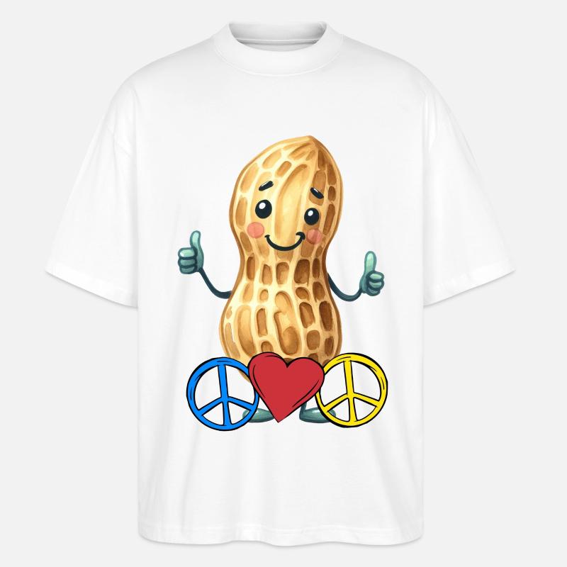 Erdnuss Peace Herz Frieden - Stanley/Stella Oversized Unisex Bio T-Shirt Blaster 2.0 - Weiß