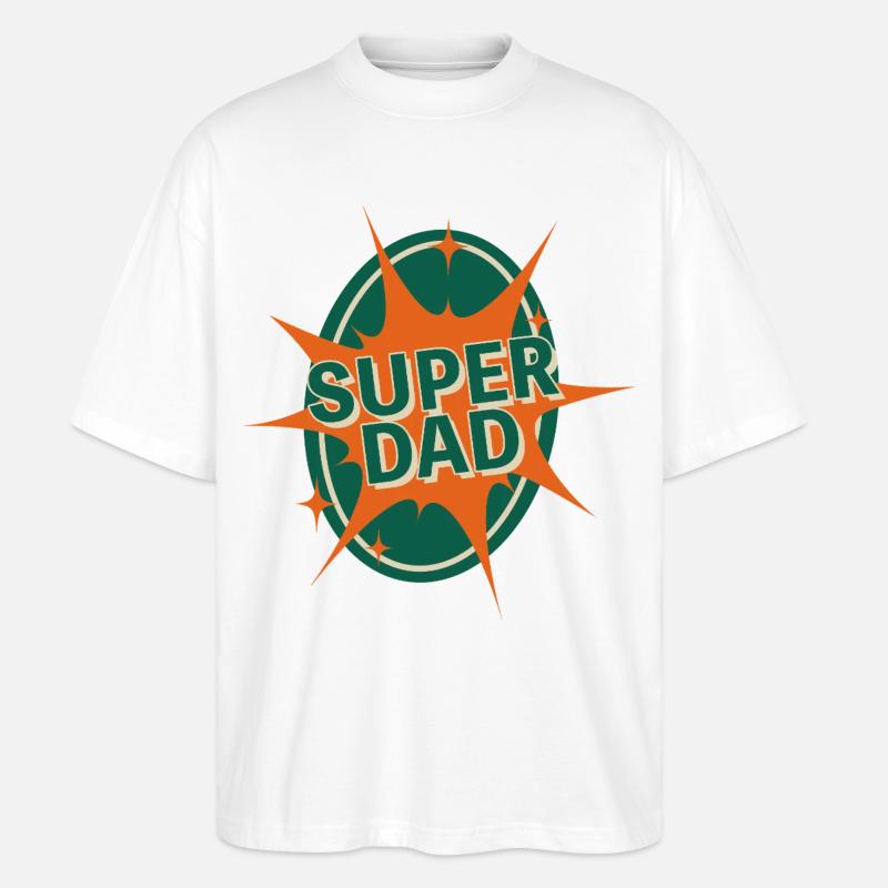 Conception de style bande dessinée Super Dad - T-shirt bio Blaster 2.0 coupe oversize Stanley/Stella Unisexe - blanc