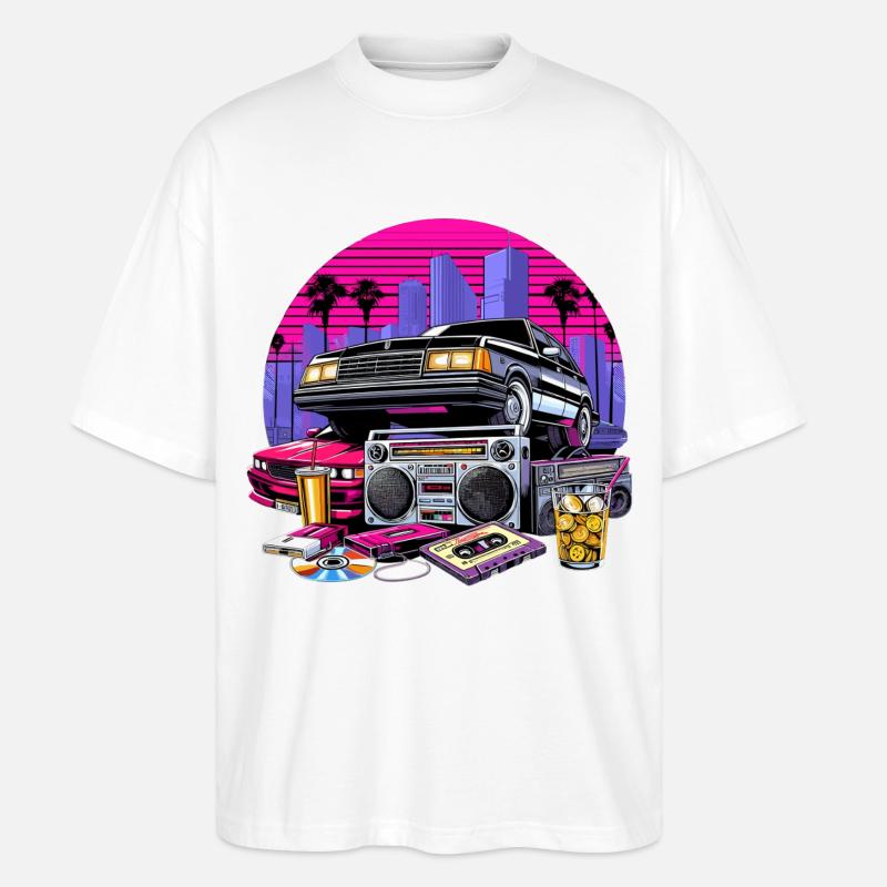 Kompaktkassette Ghettoblaster 90er Retro Geschenk - Stanley/Stella Oversized Unisex Bio T-Shirt Blaster 2.0 - Weiß