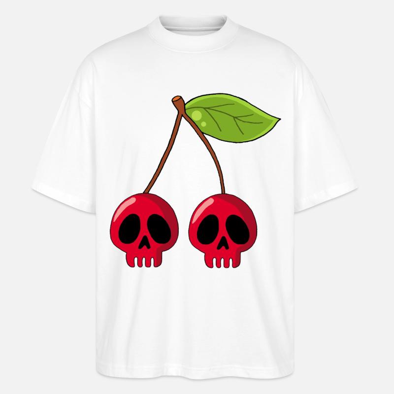 Kirsch-Schädel - Stanley/Stella Oversized Unisex Bio T-Shirt Blaster 2.0 - Weiß