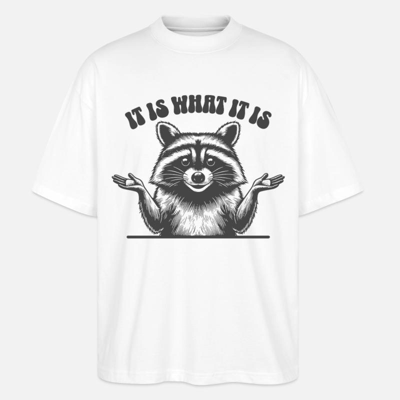 Raccoon - C’est ce que c’est - T-shirt bio Blaster 2.0 coupe oversize Stanley/Stella Unisexe - blanc