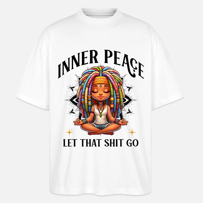 Bunte Meditationsfigur Dreadlocks Yoga  - Stanley/Stella Oversized Unisex Bio T-Shirt Blaster 2.0 - Weiß