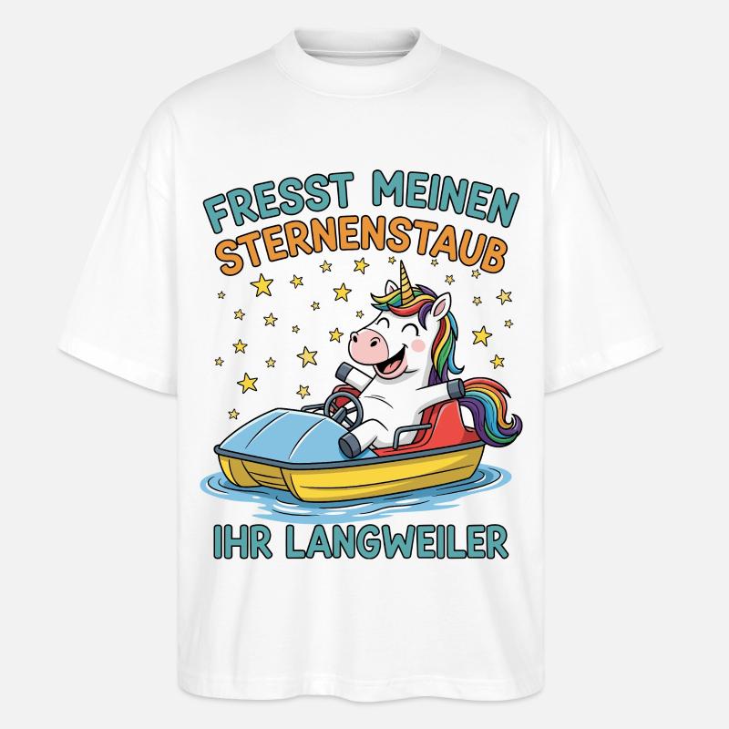 Einhorn Tretbootfahrt - Stanley/Stella Oversized Unisex Bio T-Shirt Blaster 2.0 - Weiß