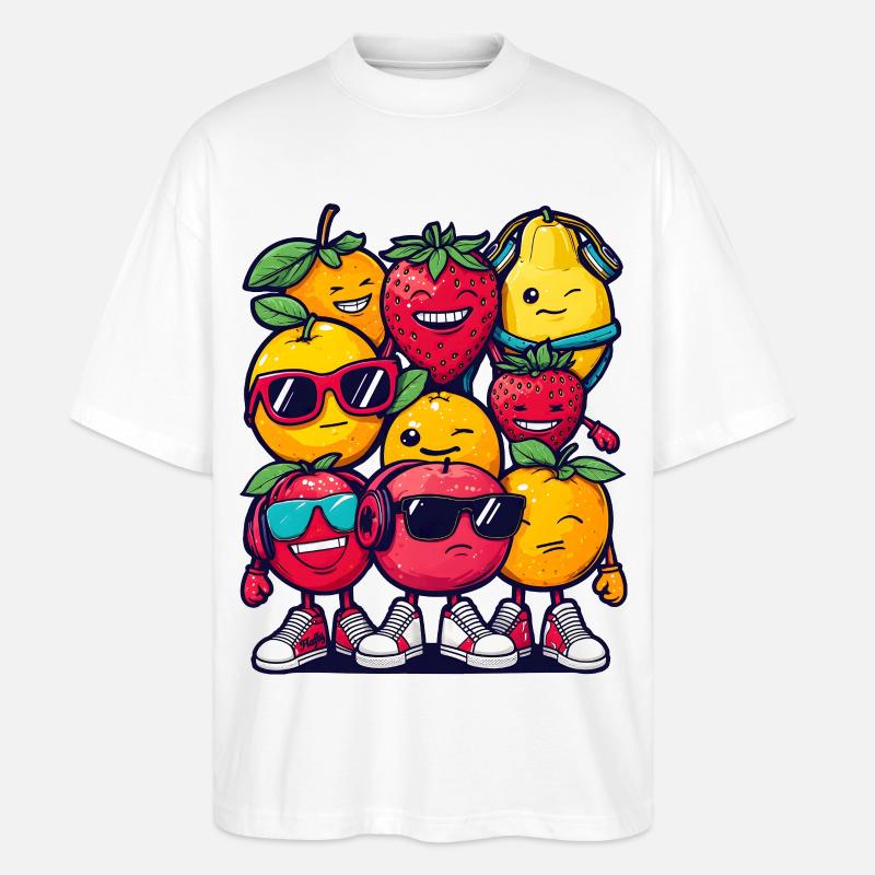 Fruit Squad – 🍓 🍊 🍉 Cartoon - Stanley/Stella Oversized Unisex Bio T-Shirt Blaster 2.0 - Weiß