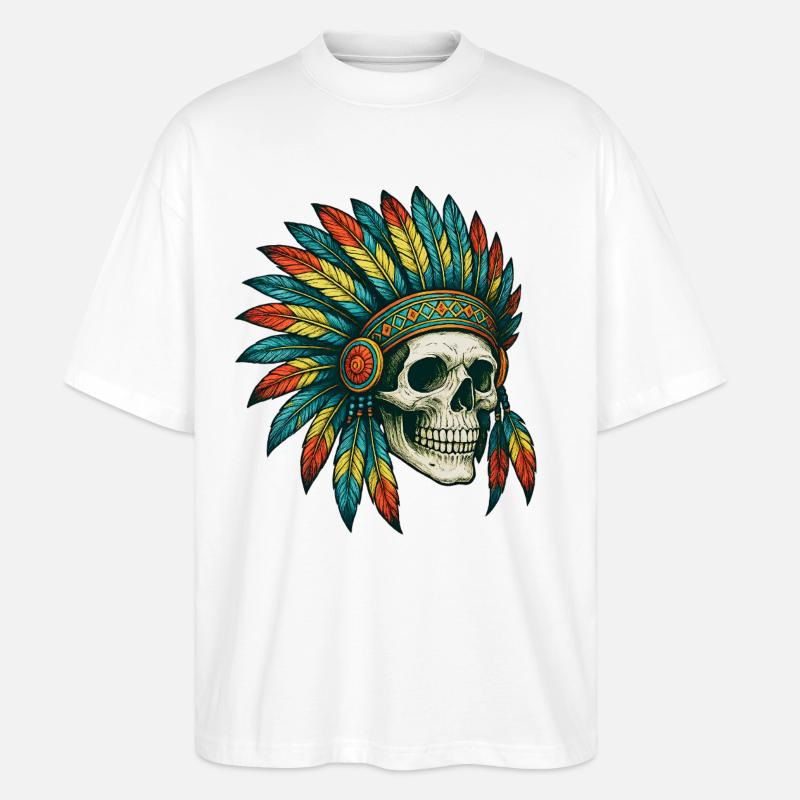 Eingeborener Stamm Schädel Illustration - Stanley/Stella Oversized Unisex Bio T-Shirt Blaster 2.0 - Weiß