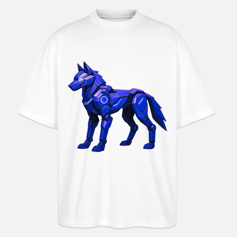 Futuristische digitale Wolf Illustration - Stanley/Stella Oversized Unisex Bio T-Shirt Blaster 2.0 - Weiß