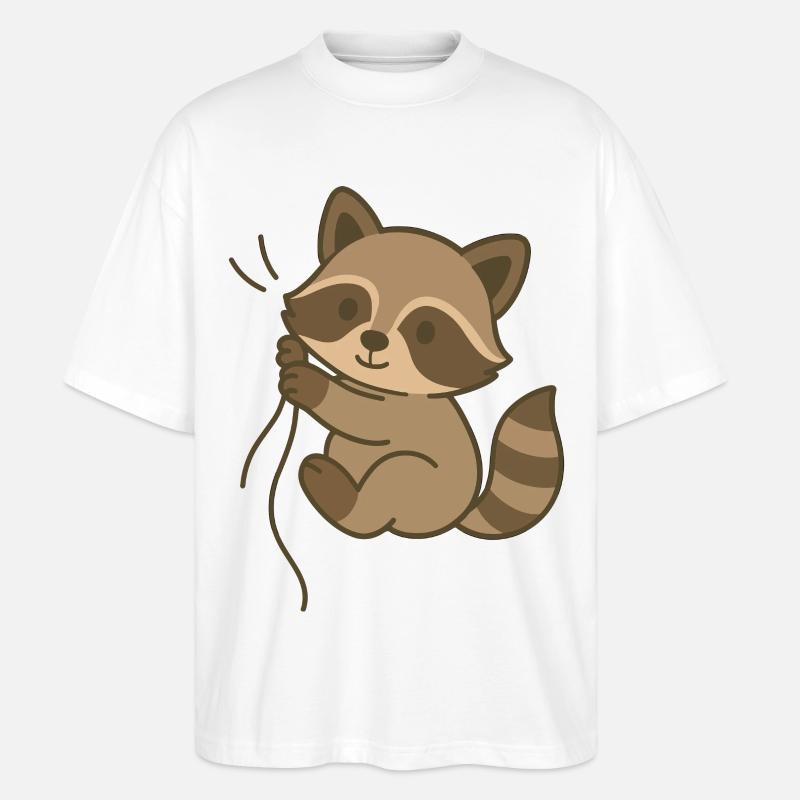 Eingekuschelt Waschbärchen - Stanley/Stella Oversized Unisex Bio T-Shirt Blaster 2.0 - Weiß