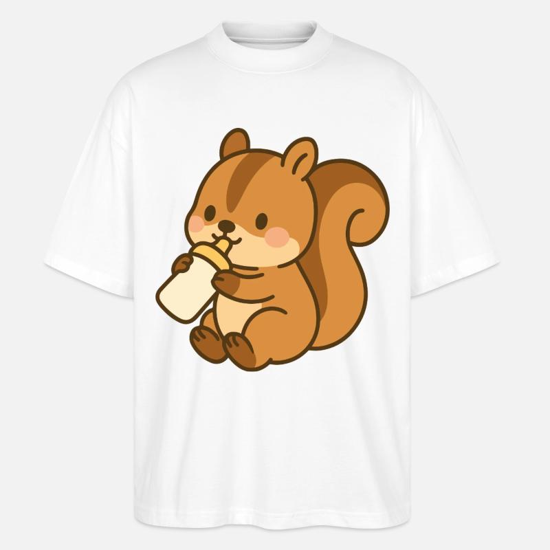 Fläschchen-Flauschehörnchen - Stanley/Stella Oversized Unisex Bio T-Shirt Blaster 2.0 - Weiß