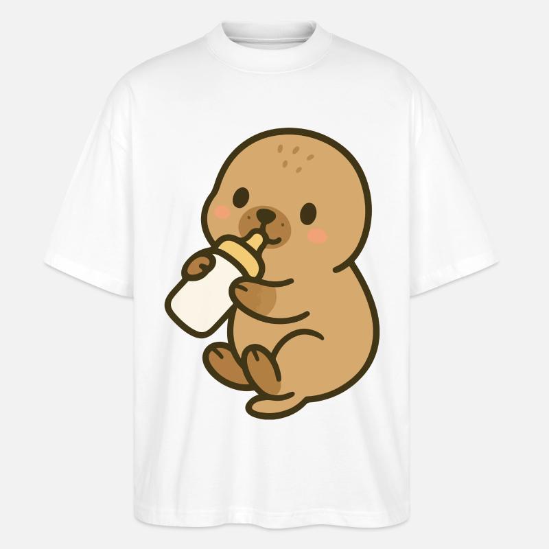 Fläschchenzeit am Meer - Stanley/Stella Oversized Unisex Bio T-Shirt Blaster 2.0 - Weiß