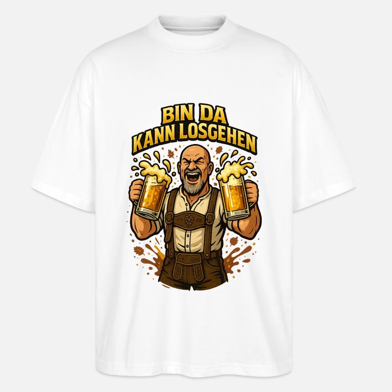 Bier Bierkrug Bierflasche Bierzelt Biergarten - Stanley/Stella Oversized Unisex Bio T-Shirt Blaster 2.0 - Weiß