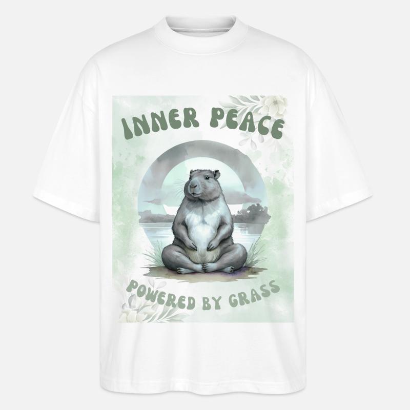 Inner Peace – Powered by Grass - Stanley/Stella Oversized Unisex Bio T-Shirt Blaster 2.0 - Weiß