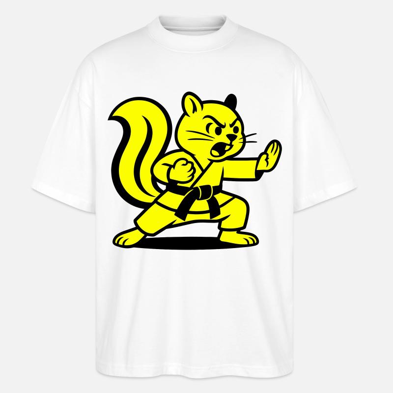Karate Eichhörnchen! - Stanley/Stella Oversized Unisex Bio T-Shirt Blaster 2.0 - Weiß