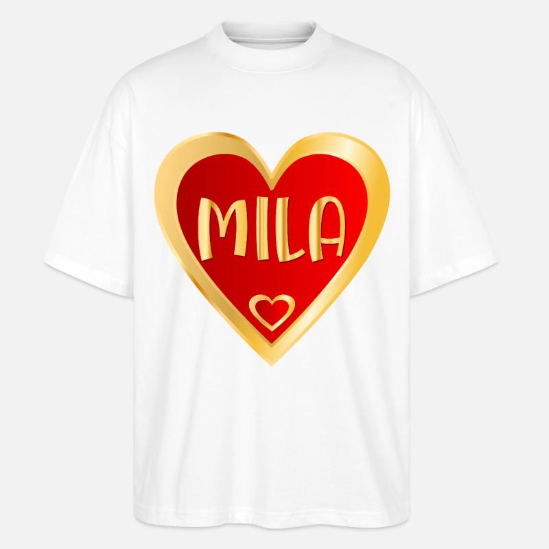 MÄDCHENNAME MILA HEART - Stanley/Stella Oversized Unisex Bio T-Shirt Blaster 2.0 - Weiß