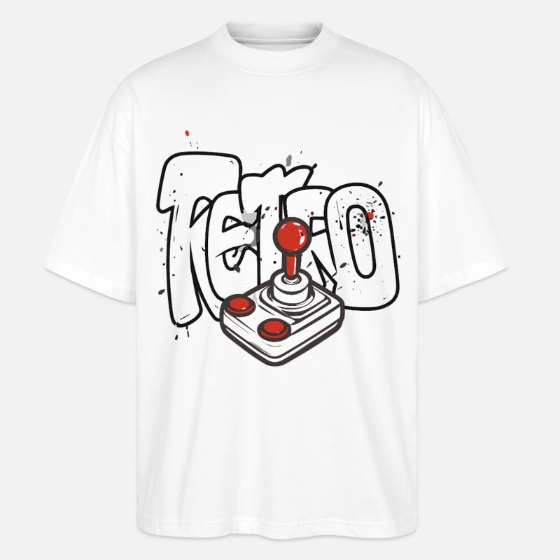 Retrobomber Joystick Design - Stanley/Stella Oversized Unisex Bio T-Shirt Blaster 2.0 - Weiß