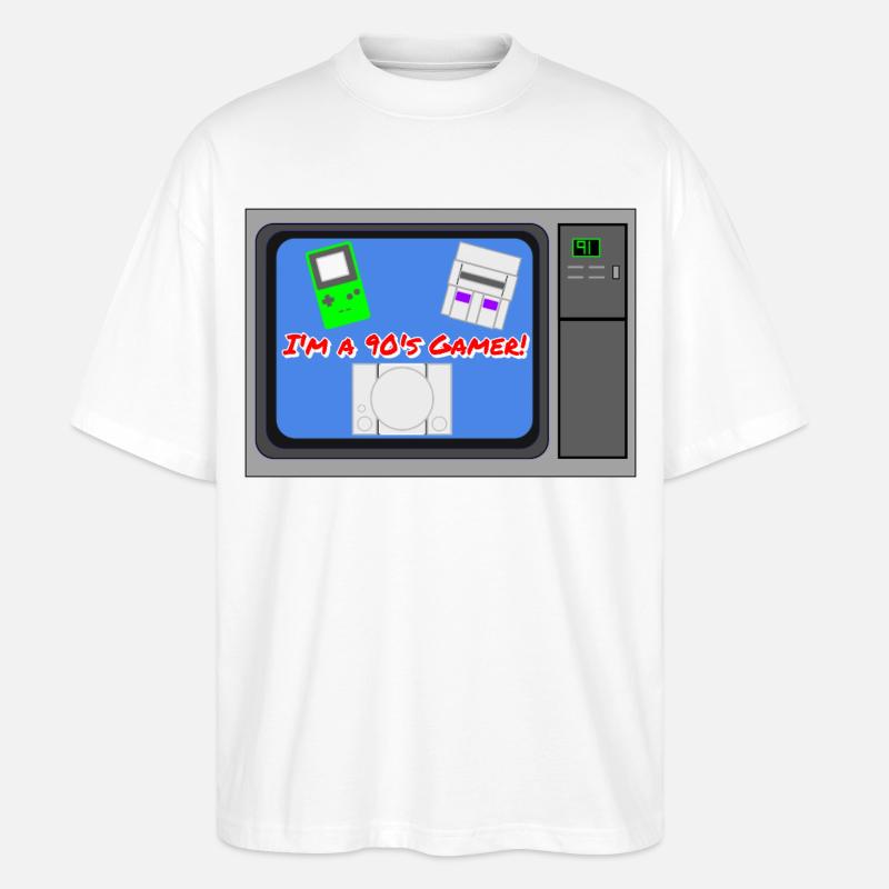 Ich bin ein 90er-Jahre-Gamer - Stanley/Stella Oversized Unisex Bio T-Shirt Blaster 2.0 - Weiß