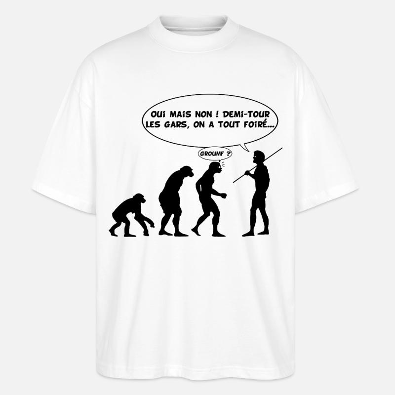 Erreur d'évolution (noir) - T-shirt bio Blaster 2.0 coupe oversize Stanley/Stella Unisexe - blanc