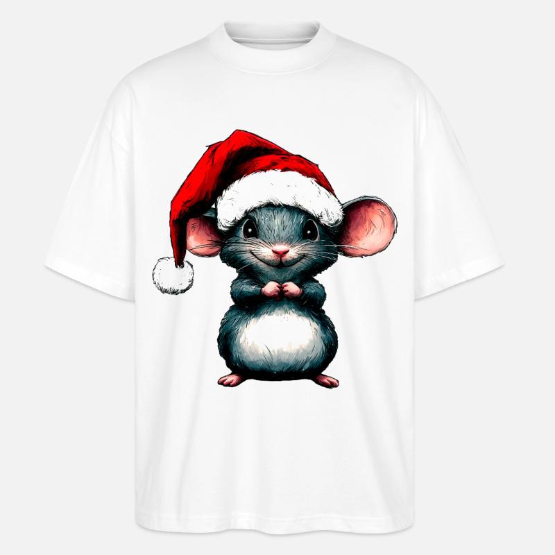 Mäuse Weihnachten / Weihnachtsmann Maus - Stanley/Stella Oversized Unisex Bio T-Shirt Blaster 2.0 - Weiß