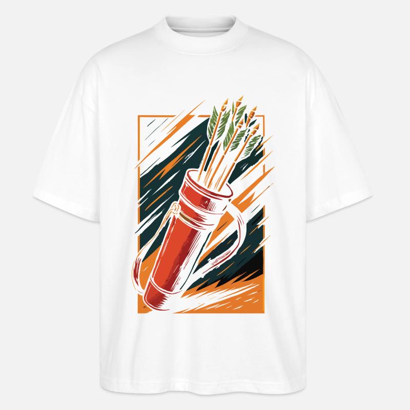 Bogenschießen Bogen Köcher Pfeile Design - Stanley/Stella Oversized Unisex Bio T-Shirt Blaster 2.0 - Weiß