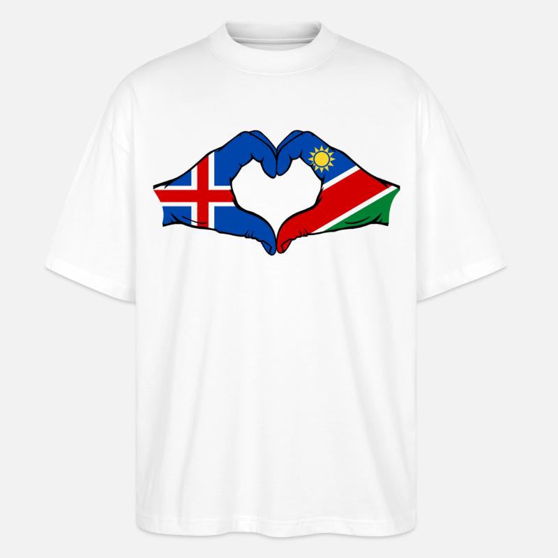 Island_Namibia_Flagge_Hände_Herzform - T-shirt bio Blaster 2.0 coupe oversize Stanley/Stella Unisexe - blanc