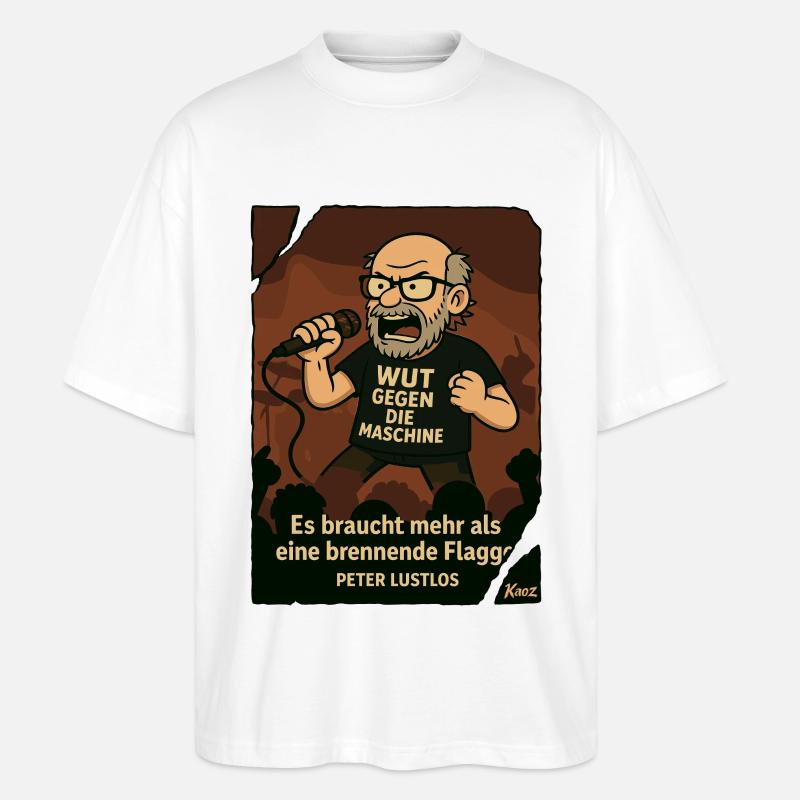Protestierender Peter Lustlos mit Mikrofon - Stanley/Stella Oversized Unisex Bio T-Shirt Blaster 2.0 - Weiß