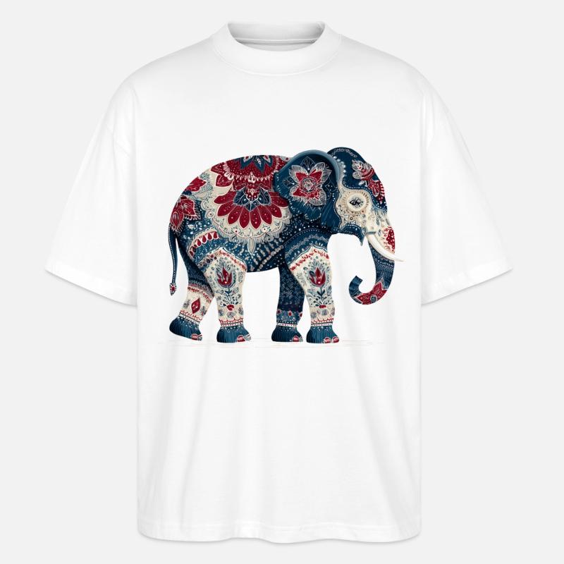 Indigoblauer Elefant - Stanley/Stella Oversized Unisex Bio T-Shirt Blaster 2.0 - Weiß