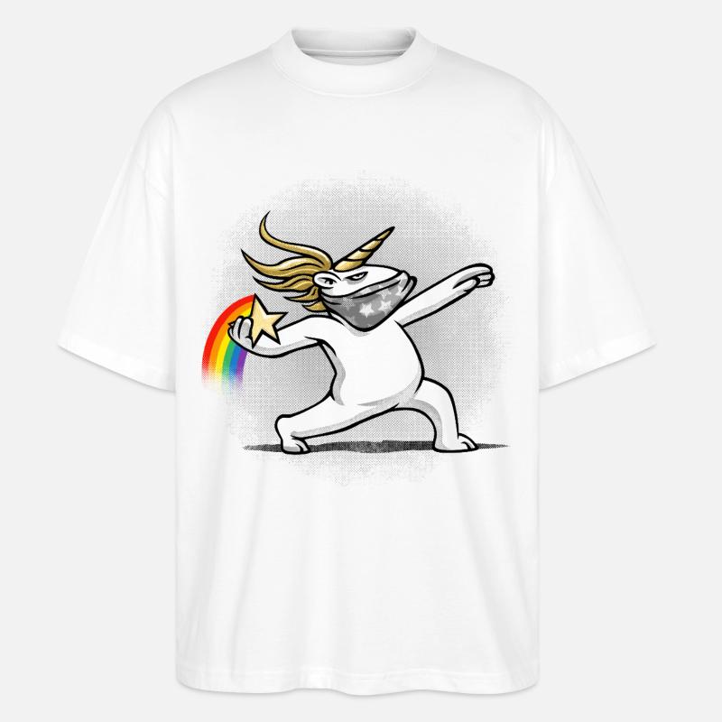Einhorn wirft einen Regenbogen - Stanley/Stella Oversized Unisex Bio T-Shirt Blaster 2.0 - Weiß