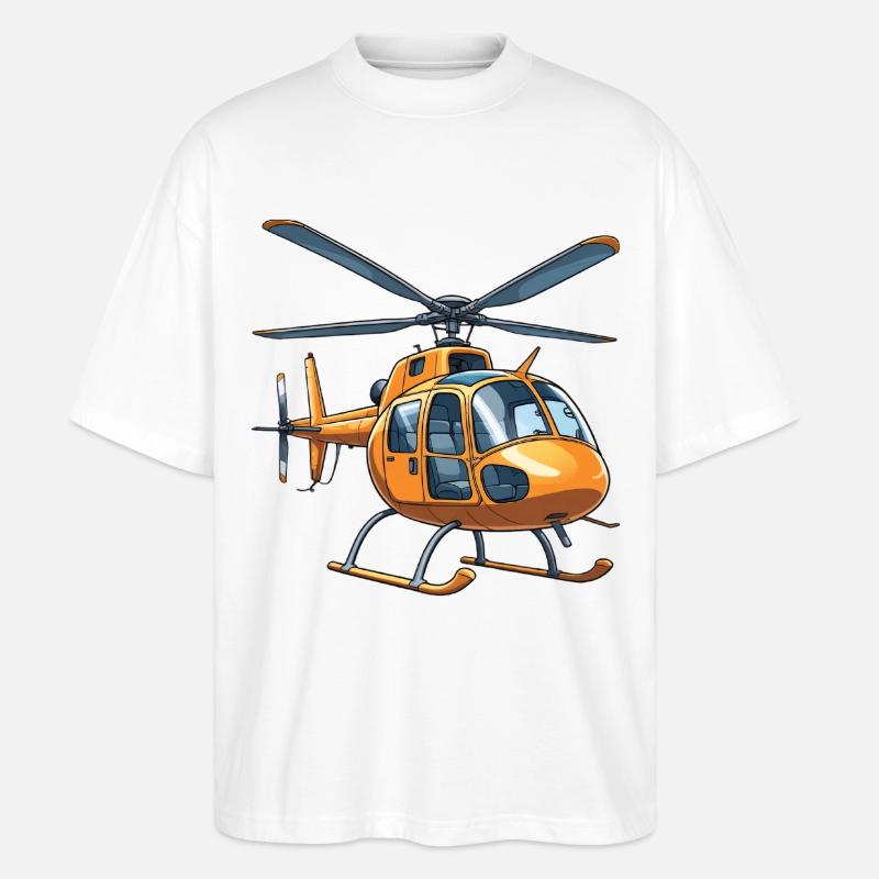 Conception graphique de bande dessinée d'hélicoptère - T-shirt bio Blaster 2.0 coupe oversize Stanley/Stella Unisexe - blanc