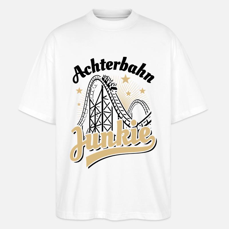 Achterbahn Junkie - Freizeitpark - Looping - Stanley/Stella Oversized Unisex Bio T-Shirt Blaster 2.0 - Weiß