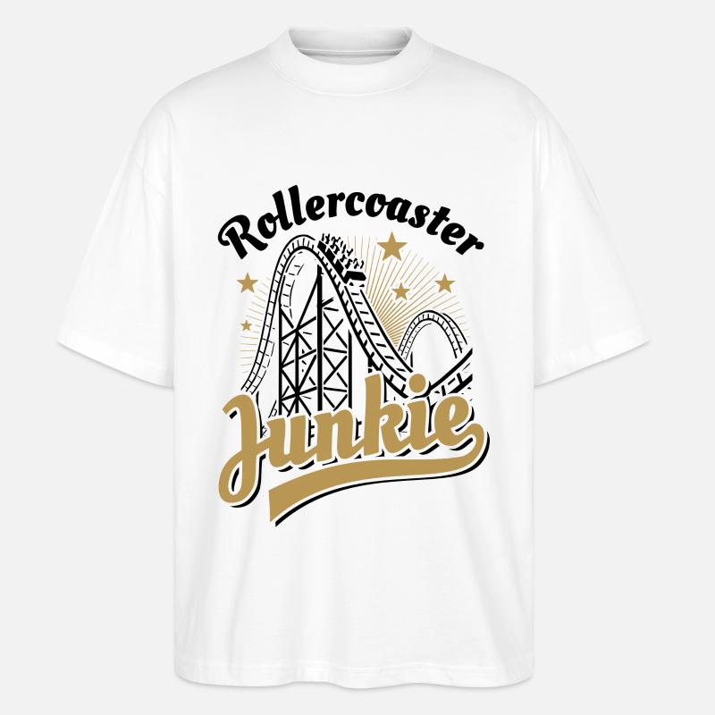 Rollercoaster Junkie - Roller Coaster - Loop - Stanley/Stella Oversized Unisex Organic T-shirt Blaster 2.0 - white