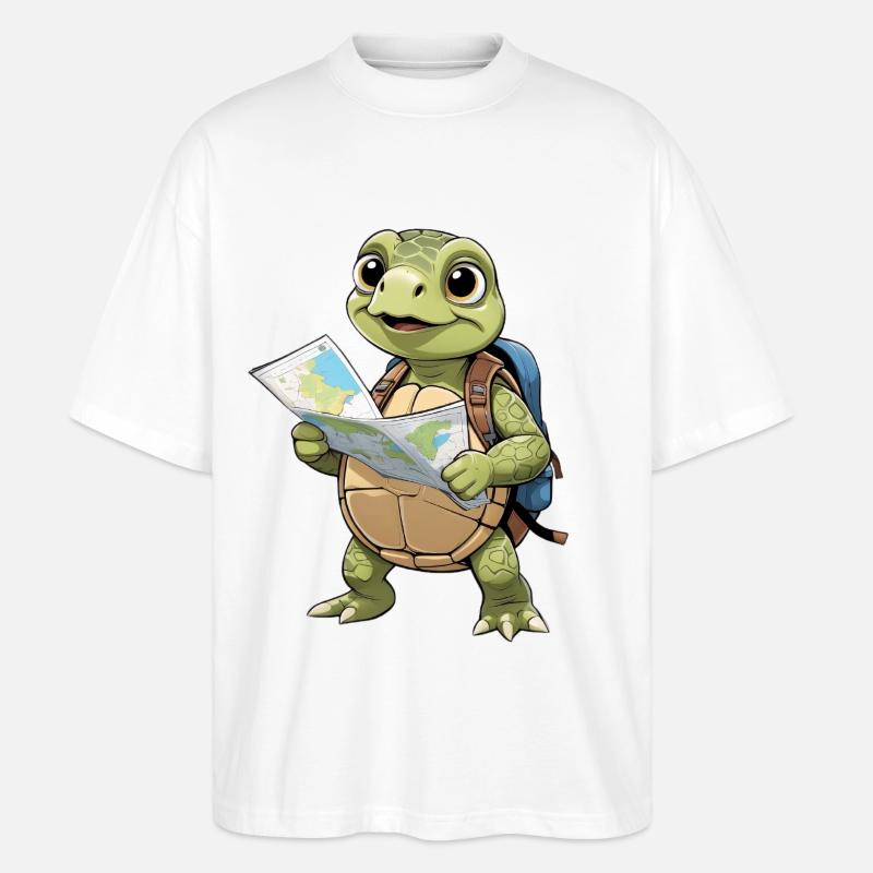 Abenteuertrend Schildkrötenreise - Stanley/Stella Oversized Unisex Bio T-Shirt Blaster 2.0 - Weiß