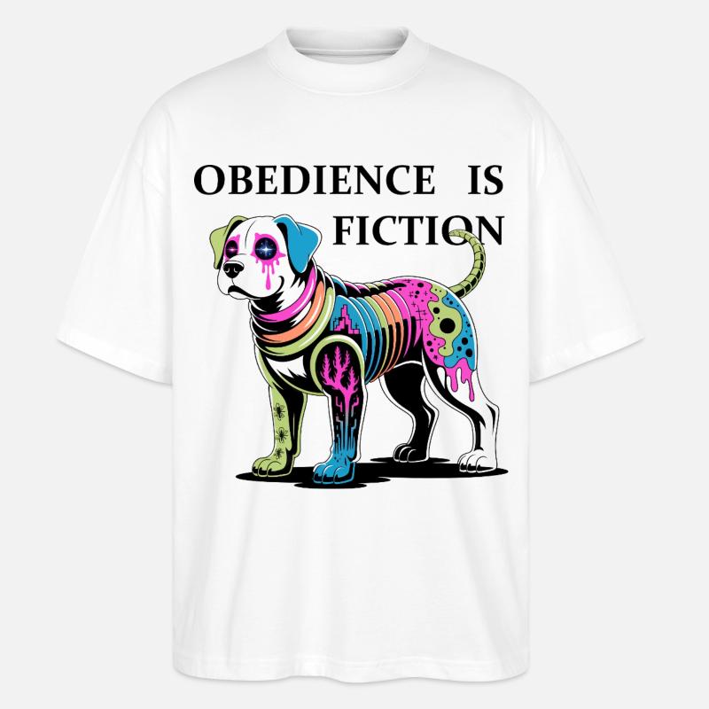 Neon Cyber Hund Illustration - Stanley/Stella Oversized Unisex Bio T-Shirt Blaster 2.0 - Weiß