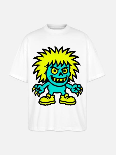 Monster with yellow hair - Stanley/Stella Oversized Unisex Organic T-shirt Blaster 2.0 - white