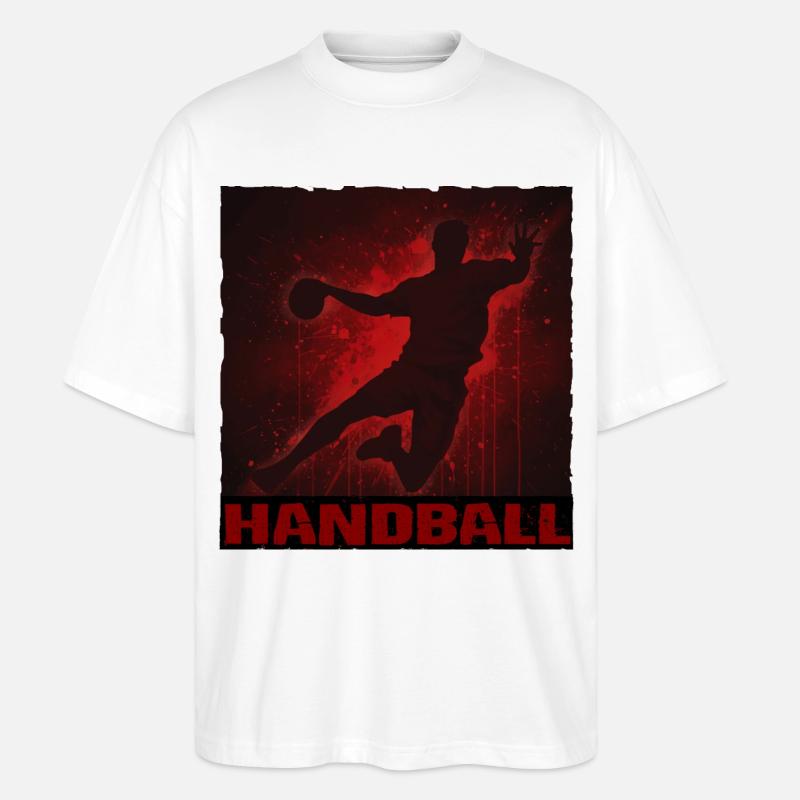 Imprimé silhouette de handball dynamique - T-shirt bio Blaster 2.0 coupe oversize Stanley/Stella Unisexe - blanc