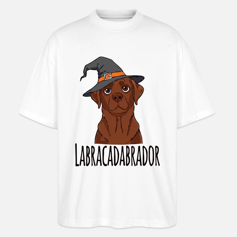 Labracadabrador witch hat design - Stanley/Stella Oversized Unisex Organic T-shirt Blaster 2.0 - white