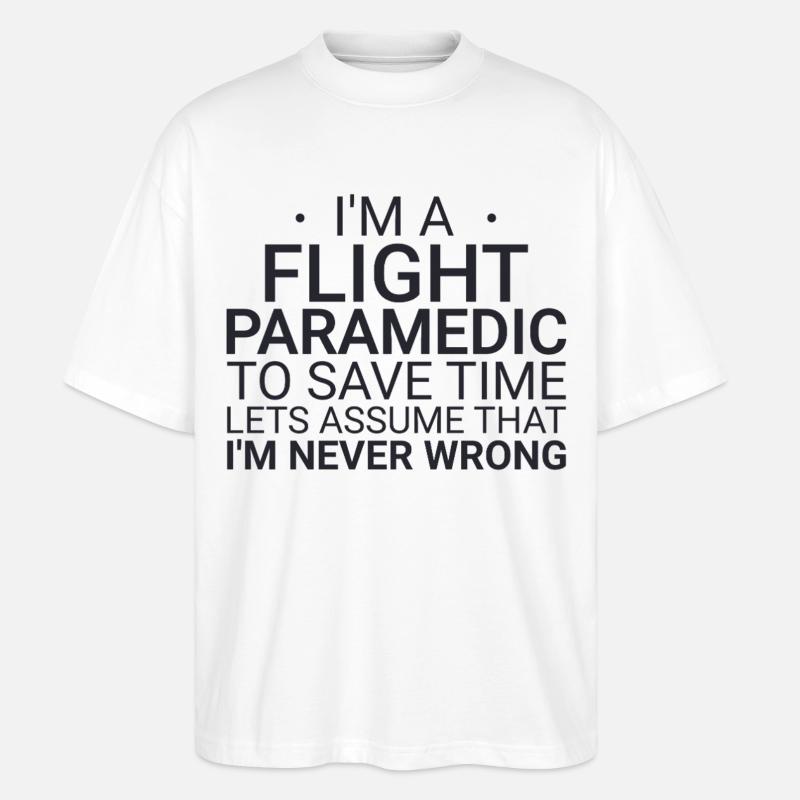 Flight Paramedic Never Wrong Luftrettung - Stanley/Stella Oversized Unisex Bio T-Shirt Blaster 2.0 - Weiß